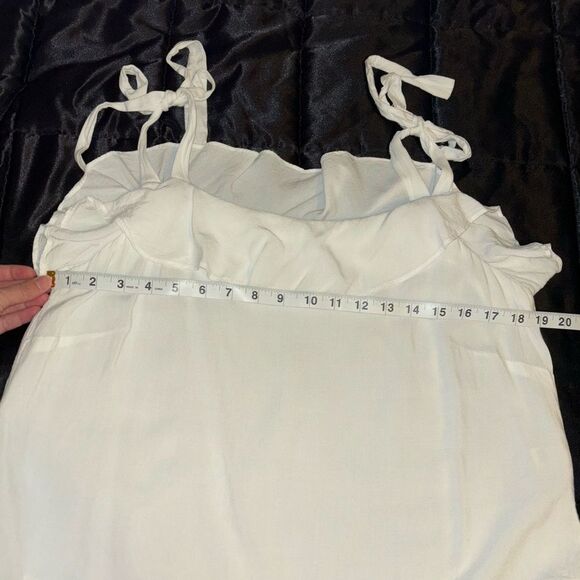 Daniel Cremieux White Ruffle Tie Shoulder Tank Top Size Large - Picture 6 of 8